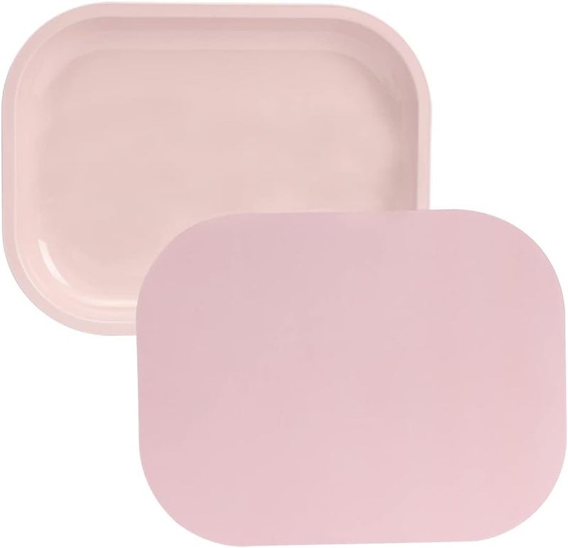 HOKirin Pink Small Metal Tray with Soft PVC Magnetic Lid,7"x5.5"x0.6" - Image 1